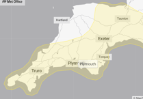 Yellow weather warning for Devon today