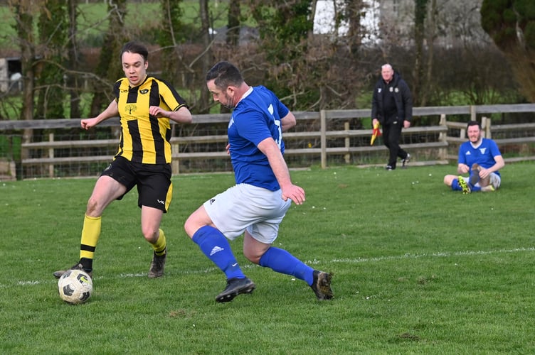 South Devon Football League  Division 1, Match action from Liverton United versus Beesands Rovers. A nightmare for Liverton who were stung by ten goals to nil by their visitors from the South Hams