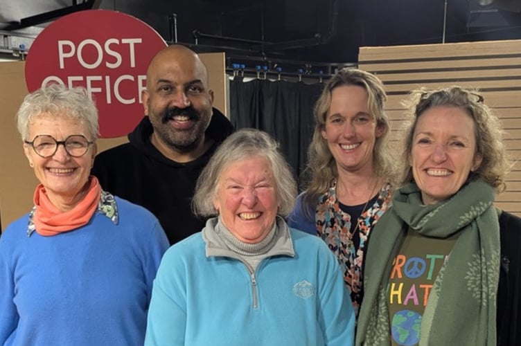 Pam Stubbs (centre) with members of Glitch - The true story of the Post Office Scandal.