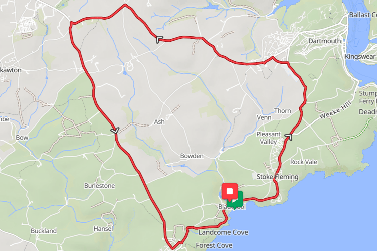 Route of the Dartmouth Triathlon