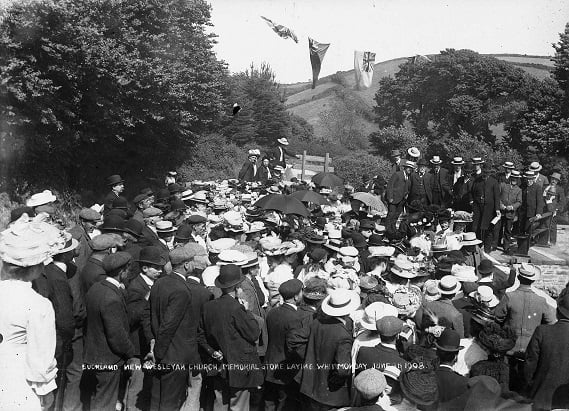 Buckland New Wesleyan Church. Memorial stone laying Whit Monday June 18th 1908
