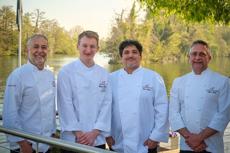 Harrison Brockington (second left) with Roux Scholarship judges.