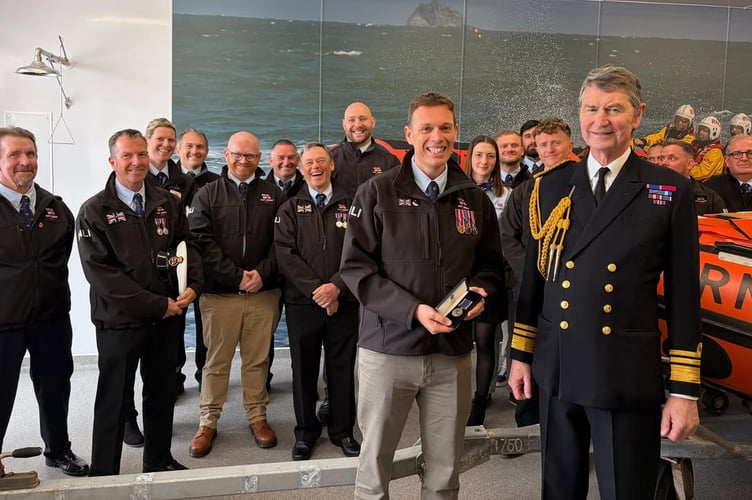 Long-serving volunteer Rich Eggleton with Vice Admiral Sir Tim Laurence