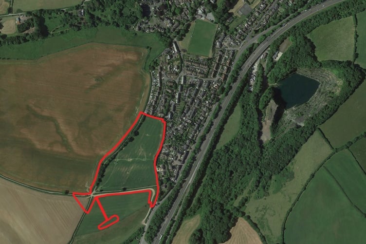 An aerial view of the Timbers Road development site at Buckfastleigh. Picture: Google