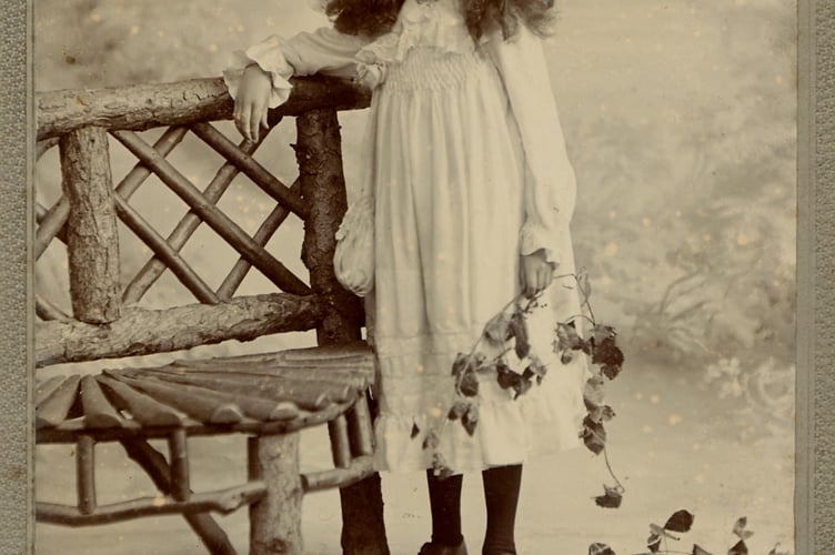 Around 1880's  studio photo of Miss FF Luscombe whose father taught woodwork at Kingsbridge Grammar School
