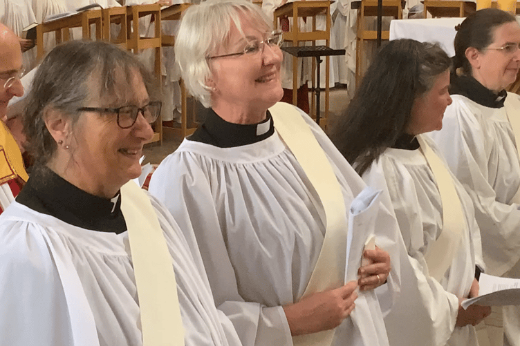 Some of the clergy being ordained at Exeter Cathedral