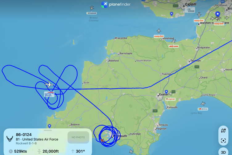 Part of the route of the US Rockwell B-1B Lancer