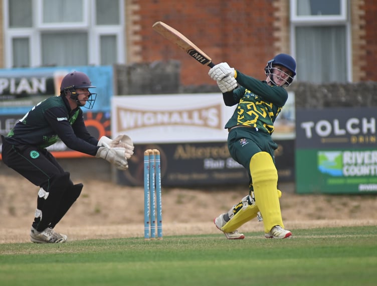Devon Cricket League A Division.Bovey Tracey versus Ivybridge. Bovey batsman Jake Pascoe