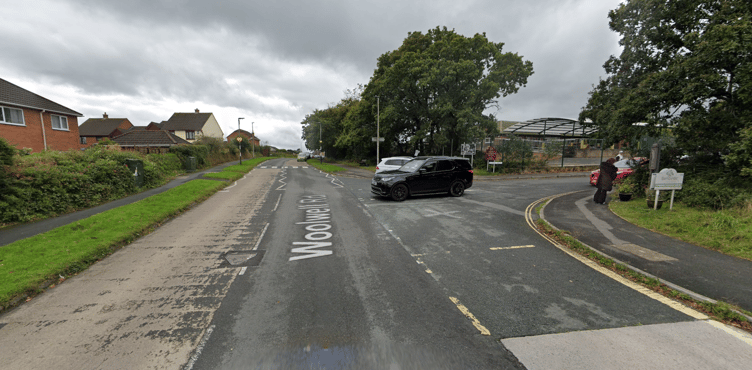 Woolwell Road outside Bickleigh Down Church of England Primary School.