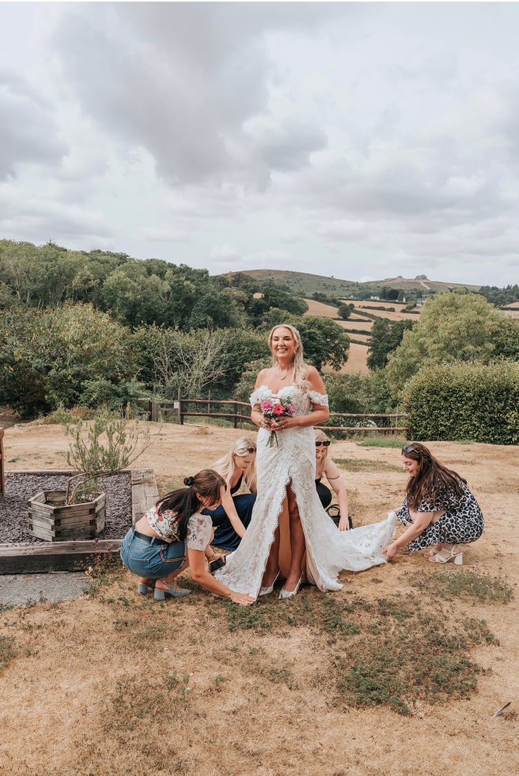 Amanda with "her army" on her solo wedding day in August.