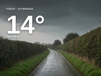 Ivybridge weather: heavy rain Thursday with rain expected and a high of 14°C