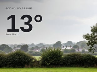 Ivybridge: rainy day, high of 14°C